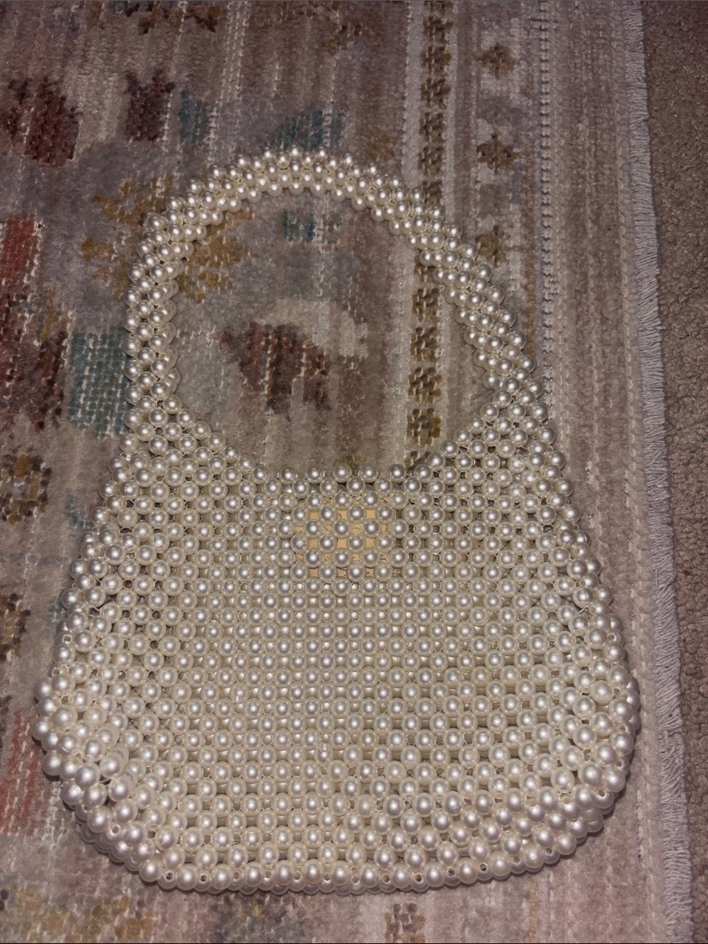 Target Pearl Beaded Mini Shoulder Bag in Cream